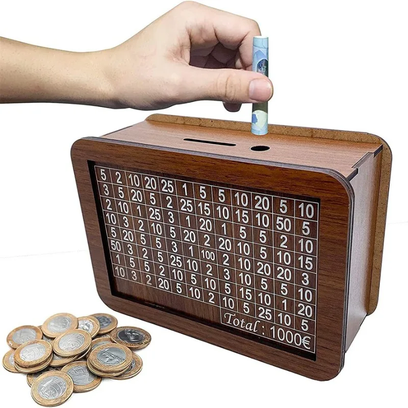 저금통, 돼지 저금통, 나무 저금통, 저축 목표 및 확인할 숫자가 있는 재사용 가능한 저금통 저축 습관에 도움
