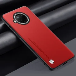 Luxury Leather Shockproof Phone Case with Matte Silicone Protective Cover for Mi 10T Lite 5G (Red)