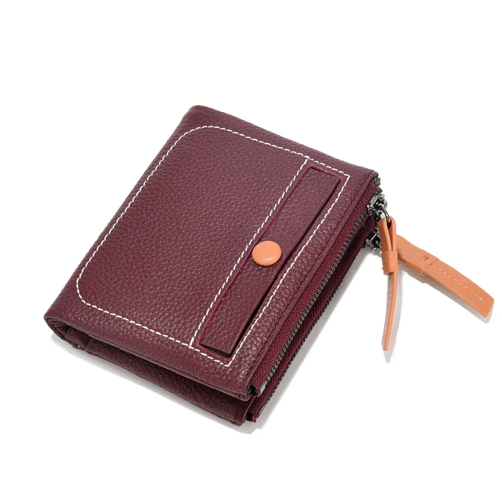 New Short Style Purse Fashion Double Zipper Coin Purse Soft Cowhide Multi-slot Women's Money Clip