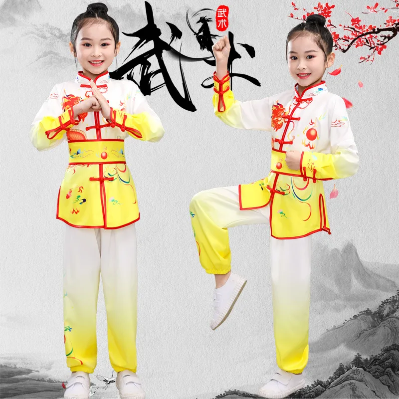 Martial Arts Costumes male and female children show training kung fu group competition clothing summer and autumn