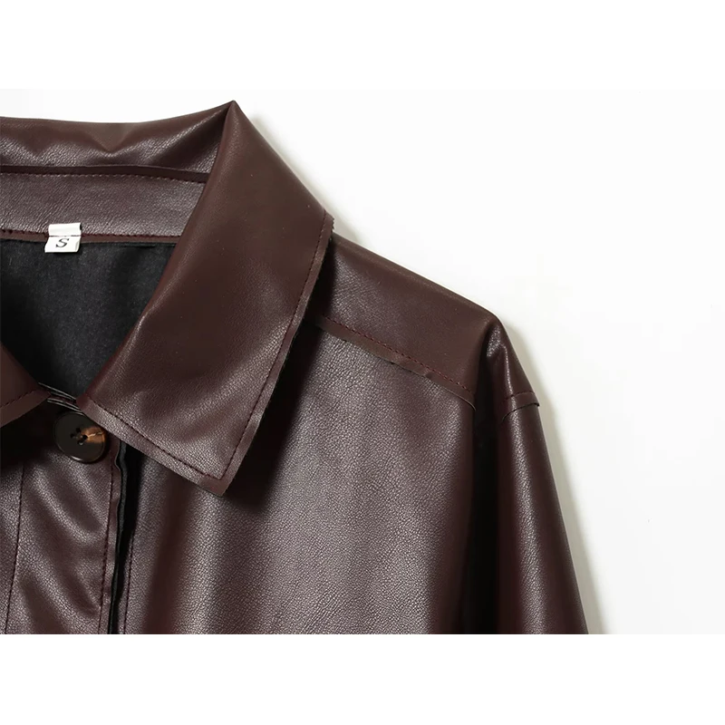 TFMLN Autumn New Leather Jakcet For Women 2025 Fashion Pockets Outerwear Lapel Pu Coats Winter Streetwear Ladies Tops Women