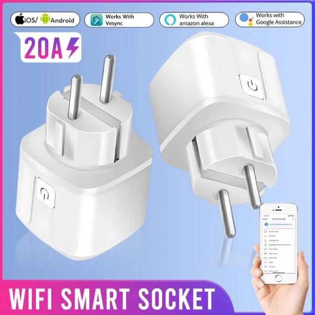 Vesync WiFi Smart Socket 20A EU Smart Plug With Power Monitoring Timing  Function Voice Control Work with Alexa Google Home - AliExpress