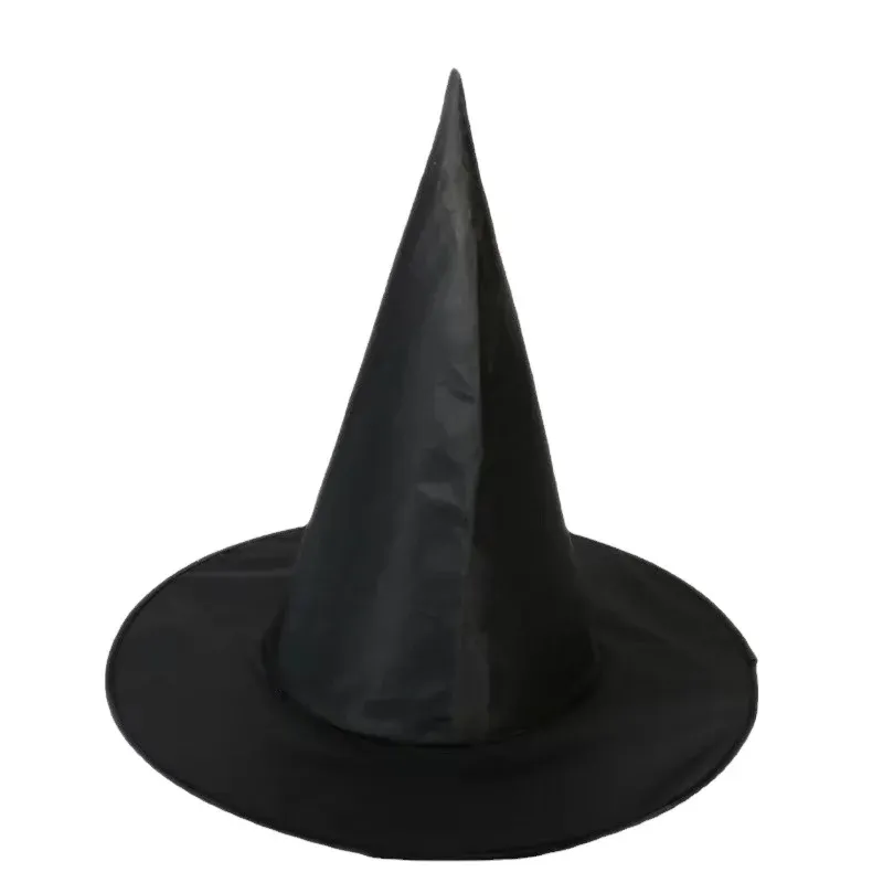 Large Size 38cm Black Oxford Cloth Pointed Hat Halloween Wizard Hat Harry Potter Magician Cap Witch Hat Summer Season Accessory