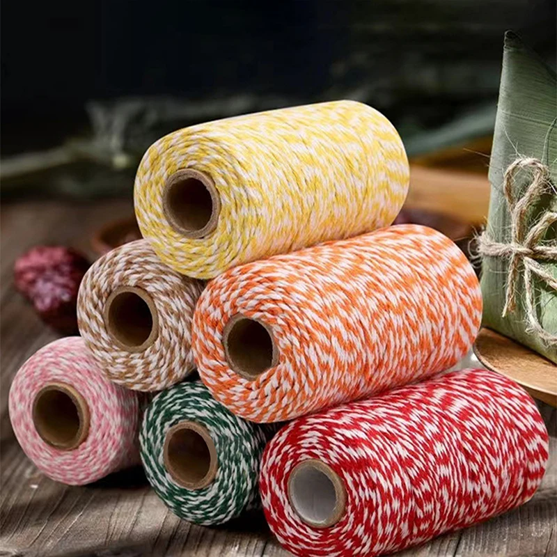 1Roll 2MM*100M 11 Colors Cotton Twine Rope Cord Tying Christmas Wedding Decoration Gift Packaging String DIY Gift Crafts Wrap