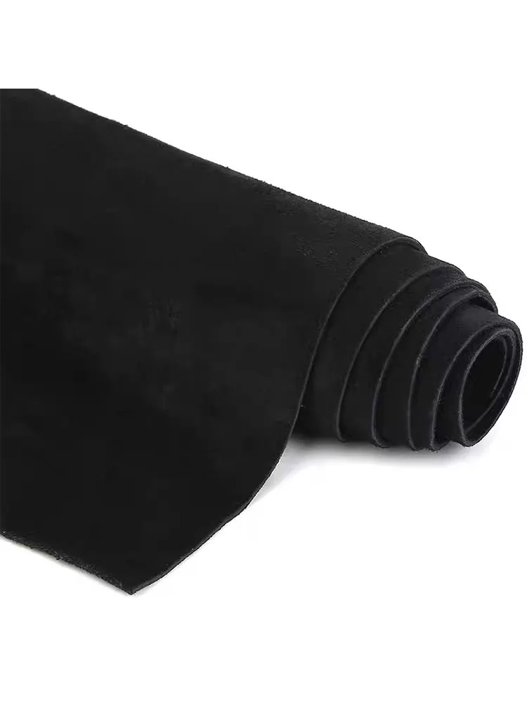 스웨이드 소가죽으로 만든 수제 DIY 가죽 소재, 신발과 가방 모두에 적합, 양면 검정 스플릿 스웨이드 가죽