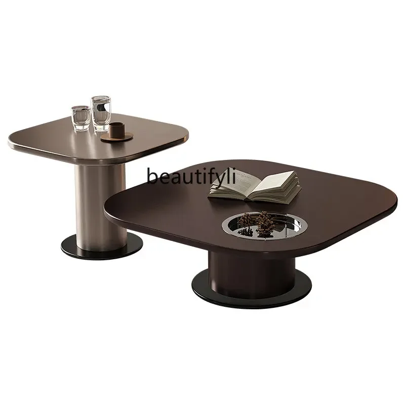 

Style Light Luxury Coffee Table Living Room Size round Creative Combination Model Room Oval