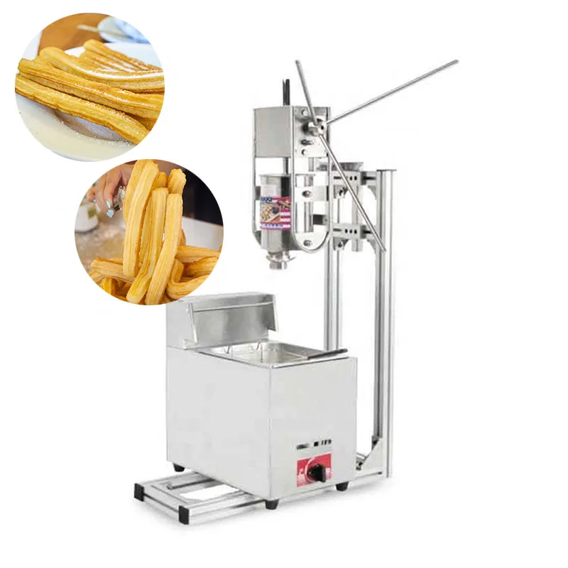 

Stainless Steel Spain Small Churros Latin Fruit Machine With 6L Gas Fryer Churros Waffle Maker Making Machines Snack Equipment