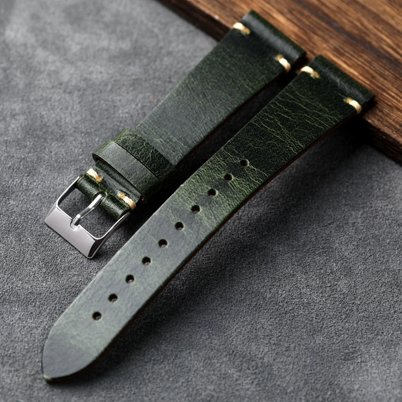 MARCHEL Cinturino In Pelle Bovina 16mm Per Orologio - Nero Con Cuciture Bianche E Fibbia Oro, Morbido E Robusto, 19cm Lunghezza (Standard Uomo/Donna)