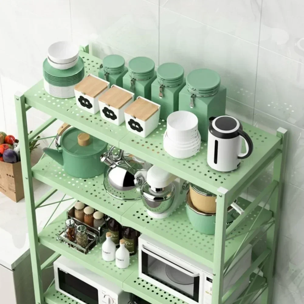 Metal Storage Shelves Foldable Installation Free Moveable Strong Load-bearing Capacity Shelves Foldable Large Iron Frame Storage