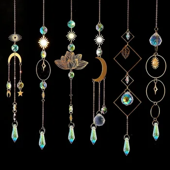 1PC Crystal Sun Catcher For Window Hanging Suncatchers Prismas With Chain Rainbow Maker Glass Prisms Decor For Home Garden 1
