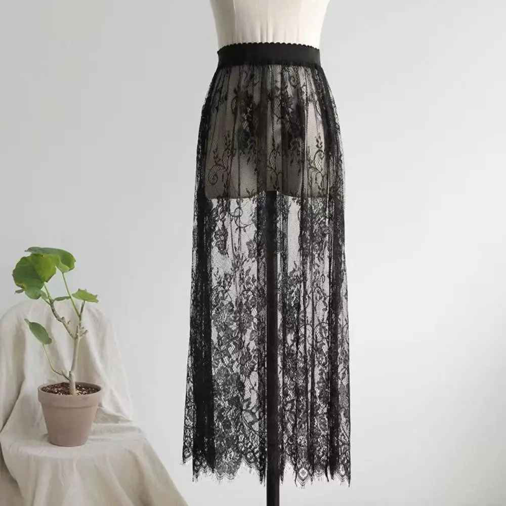 Petticoat Skirt Flower Lace Underskirt Slips Anti-glare 75cm Mesh Underskirt Slips Dress Hight Waist Loose Safety Skirt Petticoat Commuting petticoat skirt petticoat underskirt wedding underskirt lolita petticoat flower girl underskirt wedding petticoat vintage underskirt tulle tutu skirt