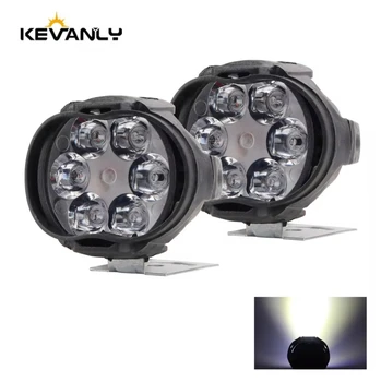 2PCS Work Lights 6 LED Motorcycle Headlight Spot Light Waterproof Super Bright Auxiliary Scooters Universal 12v Led Bar 1