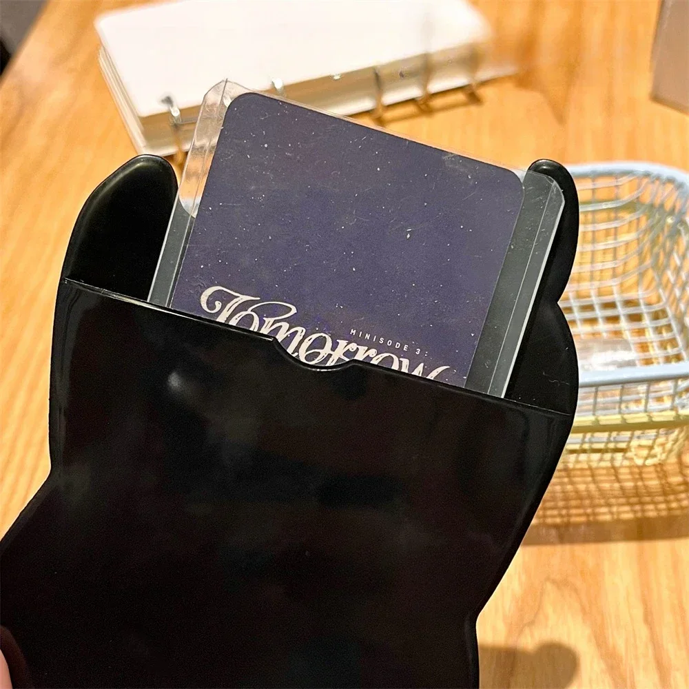 Korean Y2K Black Cool Guitar PVC Card Holder Kpop Idol 3-inch Photocard Hollow Display Pendant Bag Keychian ID Bus Card Case
