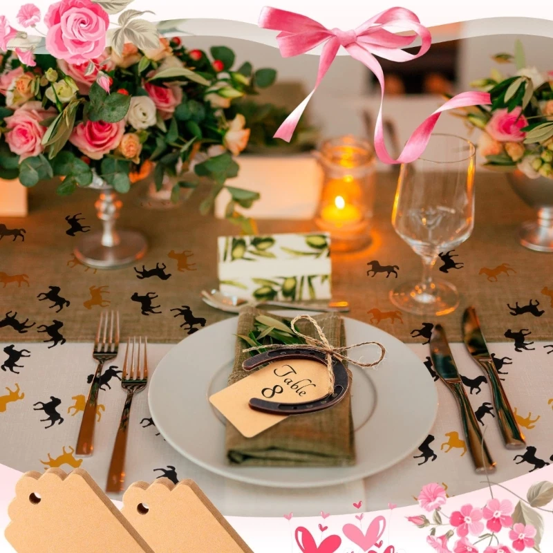 

H55A Набор из 24 шт. Металлические Подковы Подвески Декоры с натуральной веревкой, завязанной пустой открыткой с благодарностью