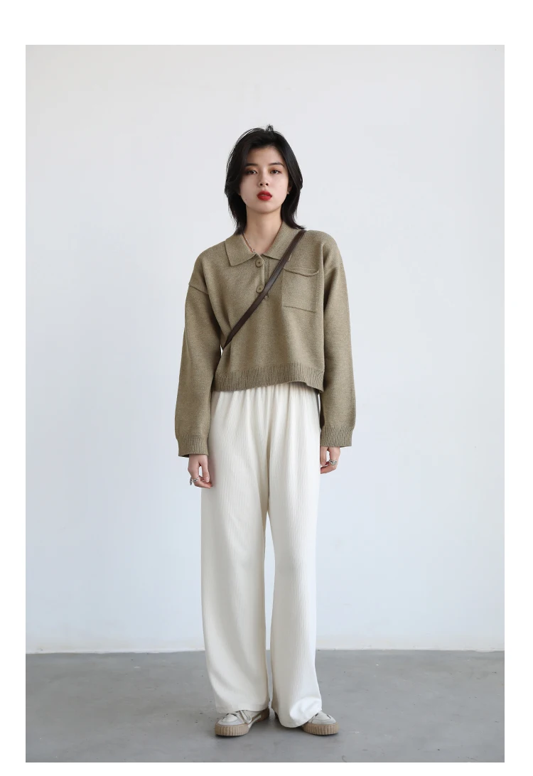 Женский белый свитер-поло CHIC VEN | AliExpress