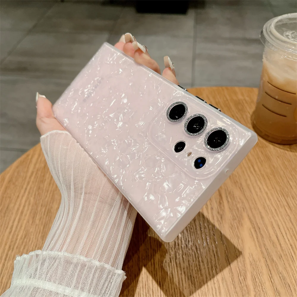 Luxury Shell Pattern Glitter Lens Protector Case - Shockproof Slim Cover