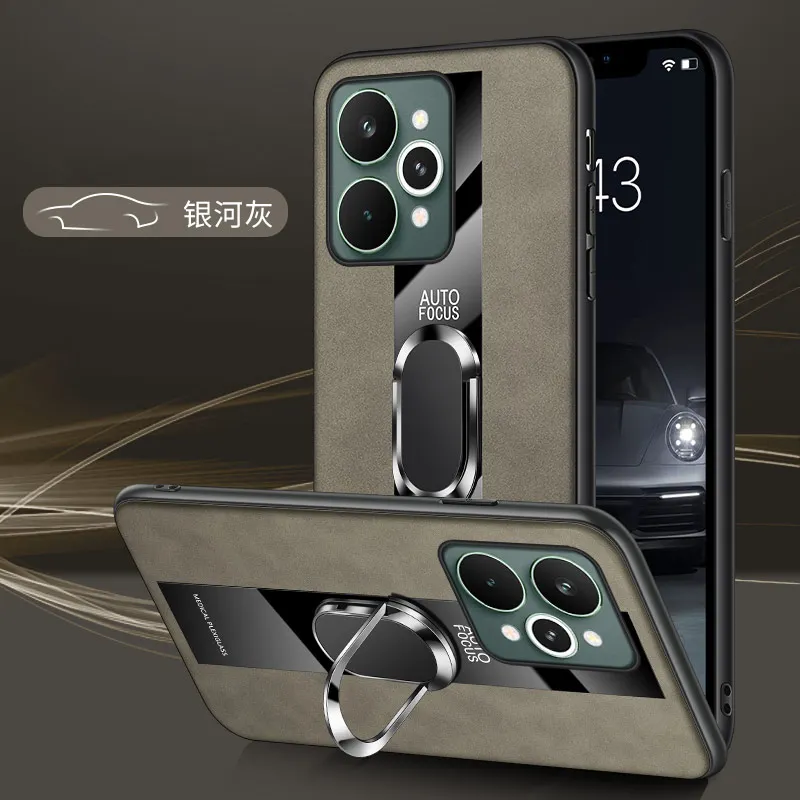 Leather Skin-Friendly Anti-Drop Stand Case in Business Style