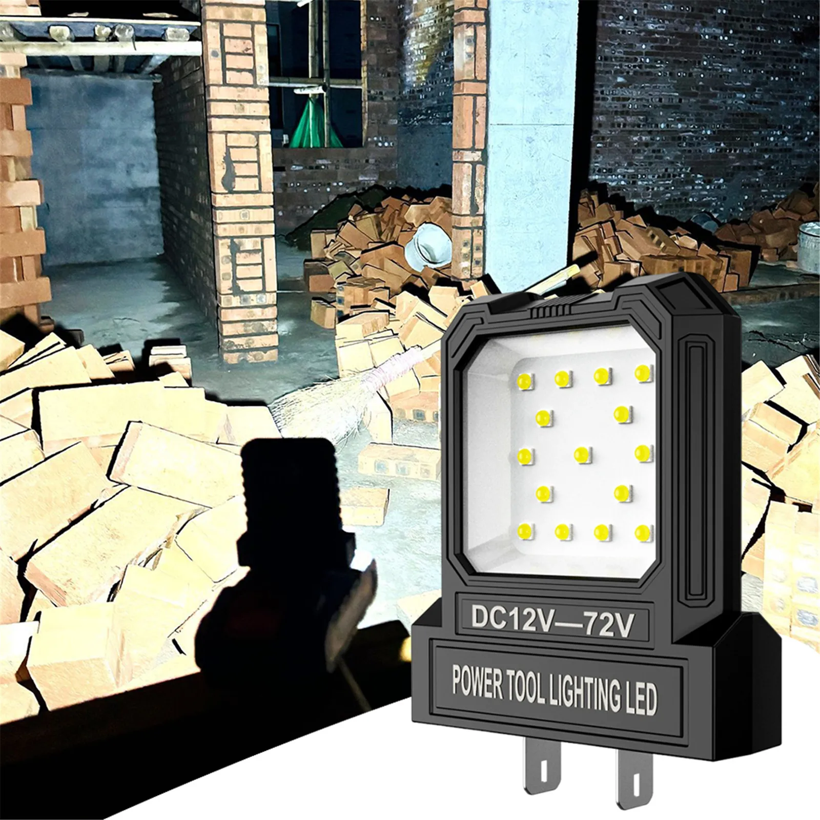 12V-72V LED 미니 포켓 작업등 2가지 모드 조명 배터리 없음 야외 조명 투광등 550LM 전동 공구 액세서리