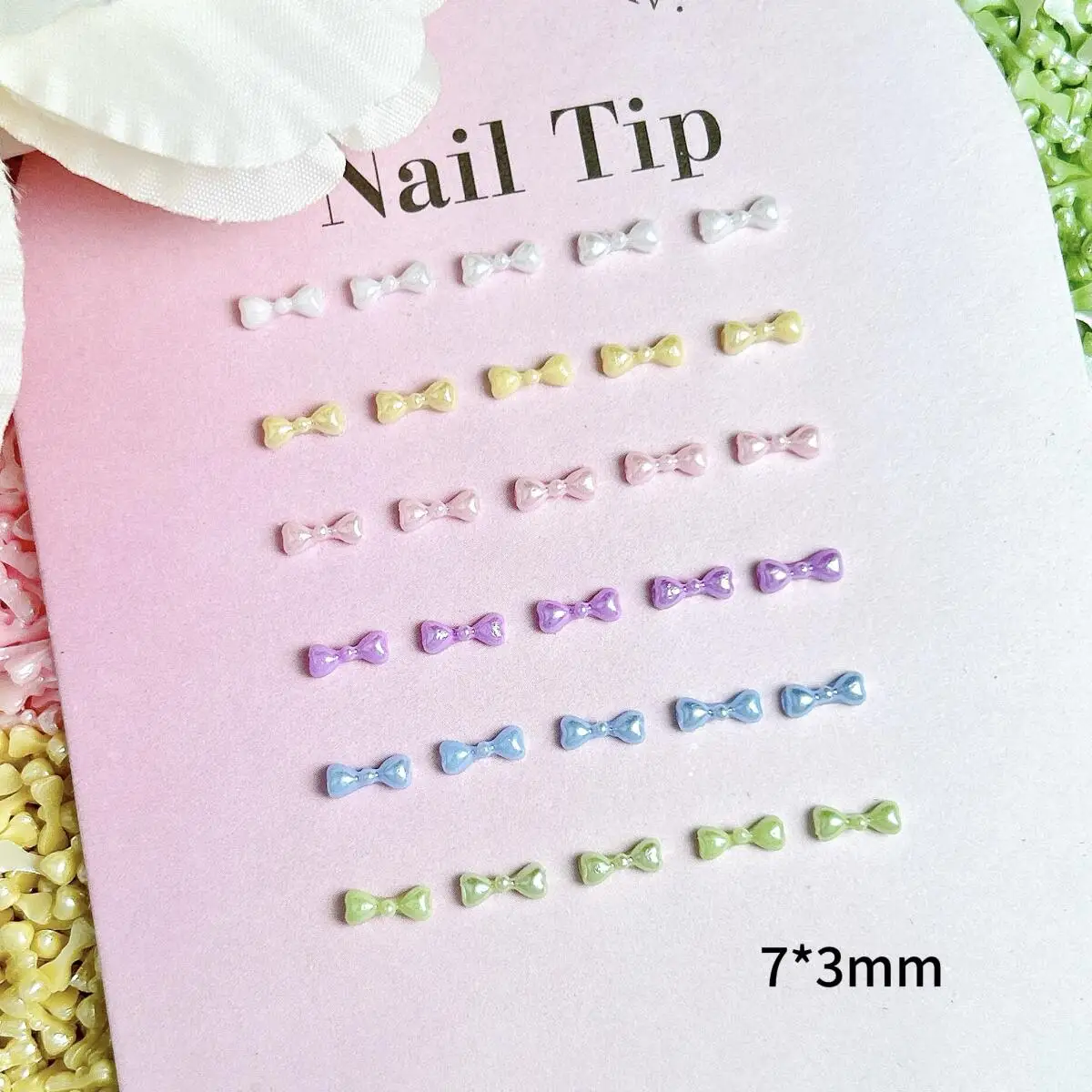 100개 미니 귀여운 광택 리본 레진 네일 참 단색 달콤한 리본 네일 아트 장식 DIY 폰 케이스 네일 장식품