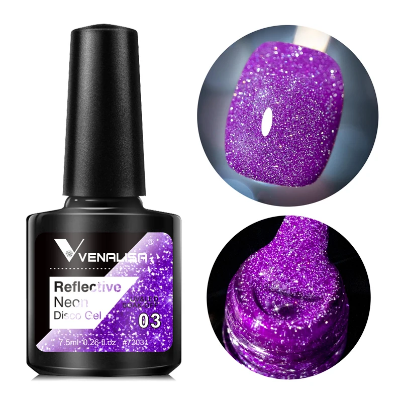 Venalisa Reflective Glitter Gel Polish - Sparkling Shine Soak-Off Nail Varnish