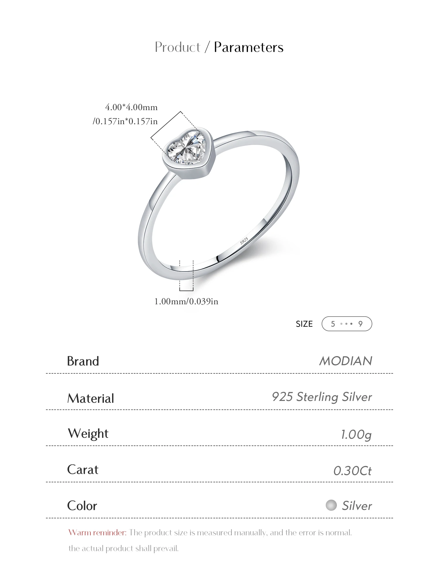 MODIAN Heart shape Cut Moissanite Solitaire Wedding Ring For Women 925 Sterling Silver D Color Wedding Band Fine Jewelry