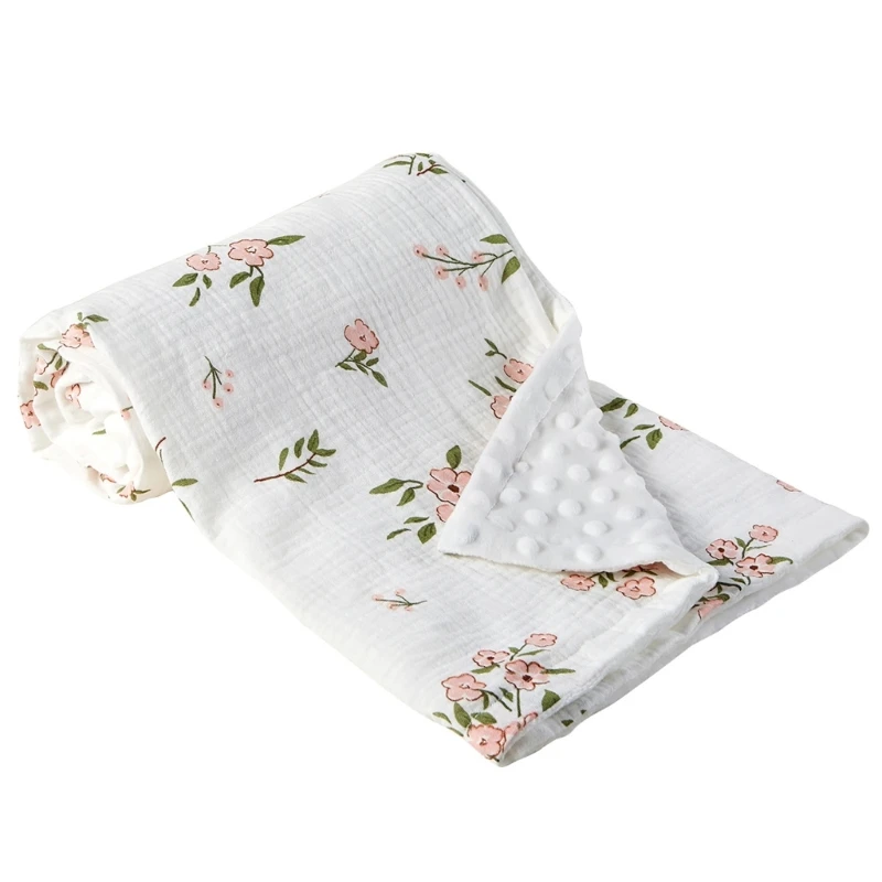Baby Blanket with Dotted Backing, Infant Swaddles Wrap Receiving Blanket Double Layer Dotted Backing Quilt for Nursery A2UB