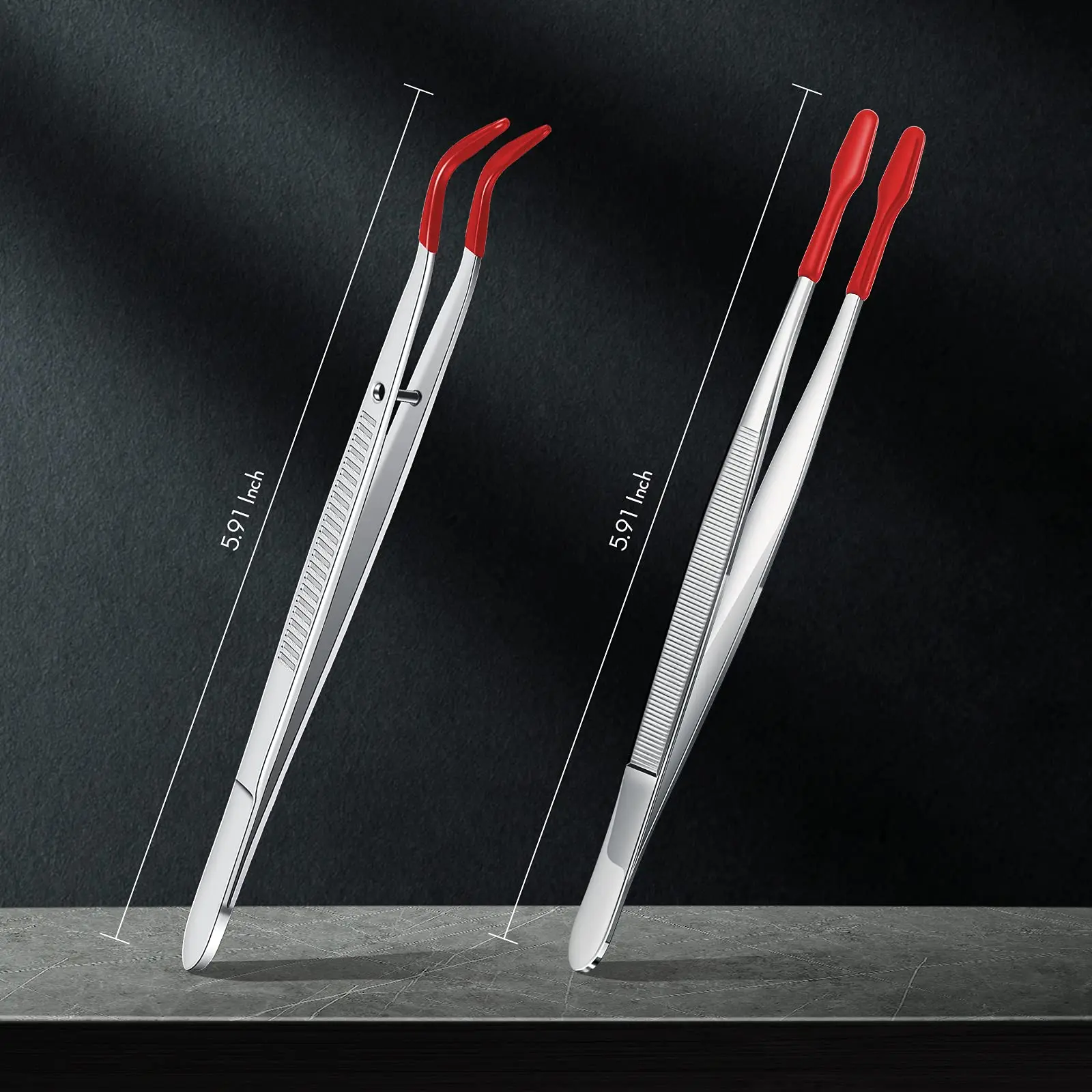 1/4 Pieces Tweezers With Rubber Tips Tweezers Rubber PVC Silicone Coated Non Marring Flat Tip Bent Tip Tweezers Tipped Tweezers 5