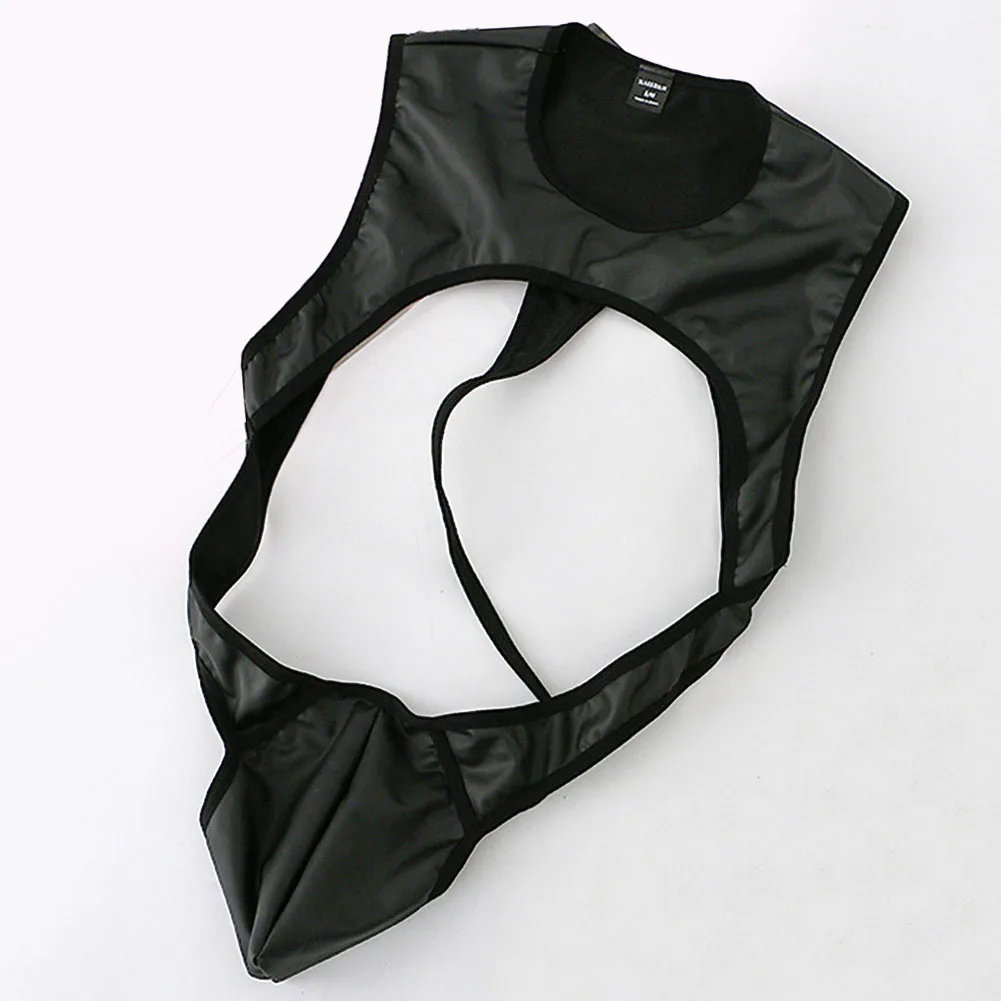 

Mens Sexy Bulge Pouch Jockstrap Bodysuit Backless Open Buttocks Jumpsuit Erotic Lingerie Hollow Sleeveless Leotard Pajamas