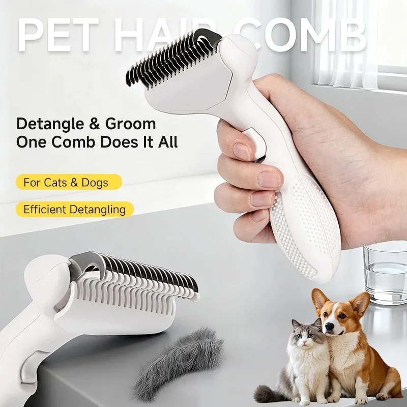 Floating Stainless Steel Removal Brush Curved Design For Long Hair Breeds Puppy Cat Pet Products Dog Grooming_voghion.com