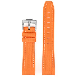 20mm Curved End Diving Waterproof Silicone Watch Strap in Rubber for 20mm (Orange white)