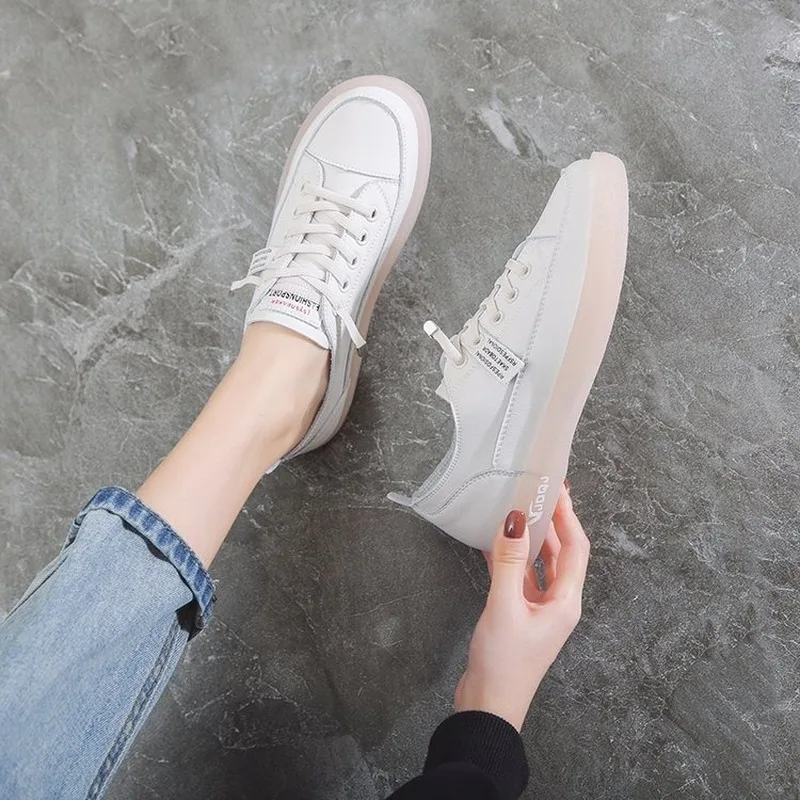 Spring Autumn 2022 New Fashion Sneakers Shoes Women Flats Shoes Woman Soft Bottom Lace-Up Low Cut Zapatos De Mujer High Quality