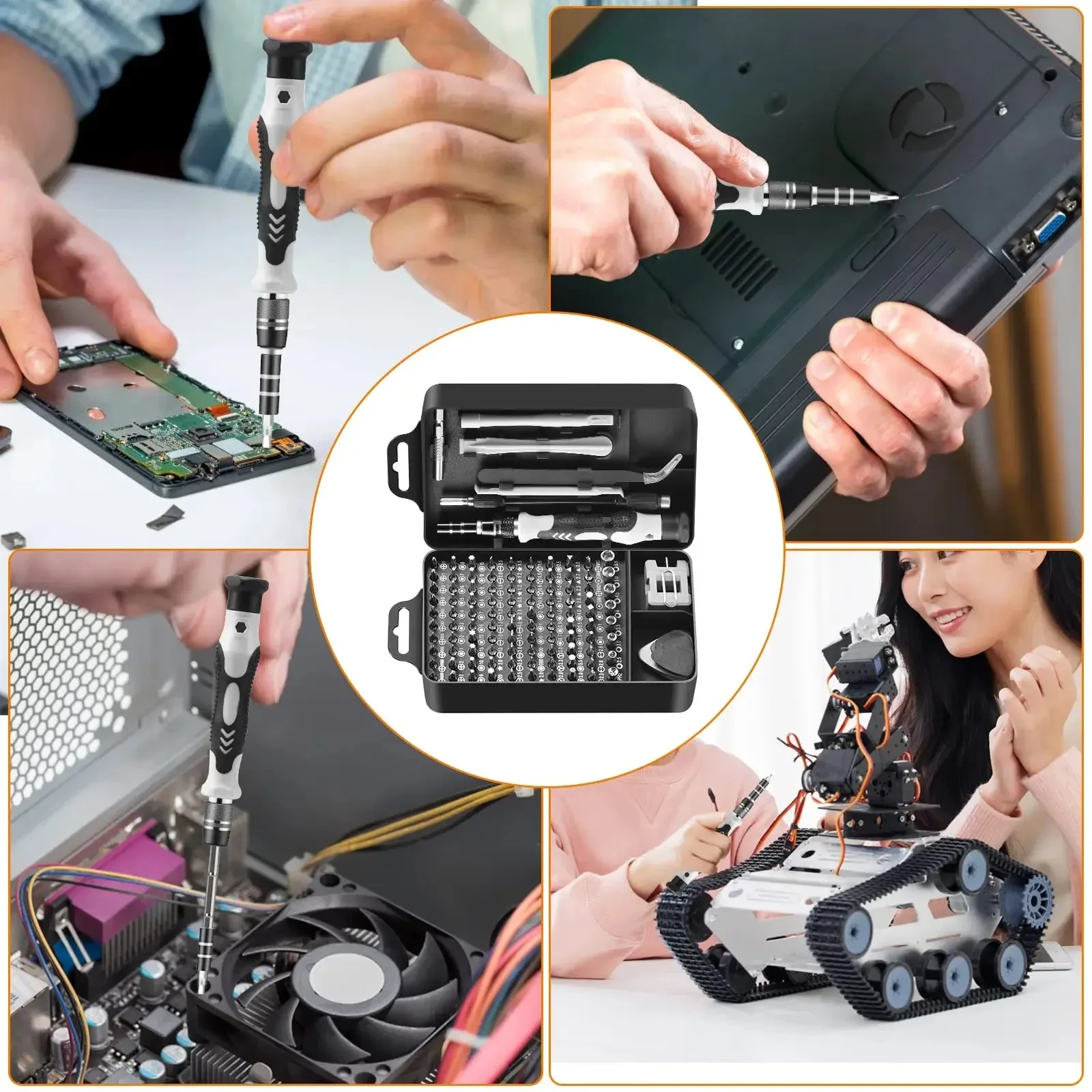 Precision Screwdriver Set 115 in 1 Professional Multi-Function Repair Tool with 98 Magnetic Screw Driver Bits for iPhone Glasses