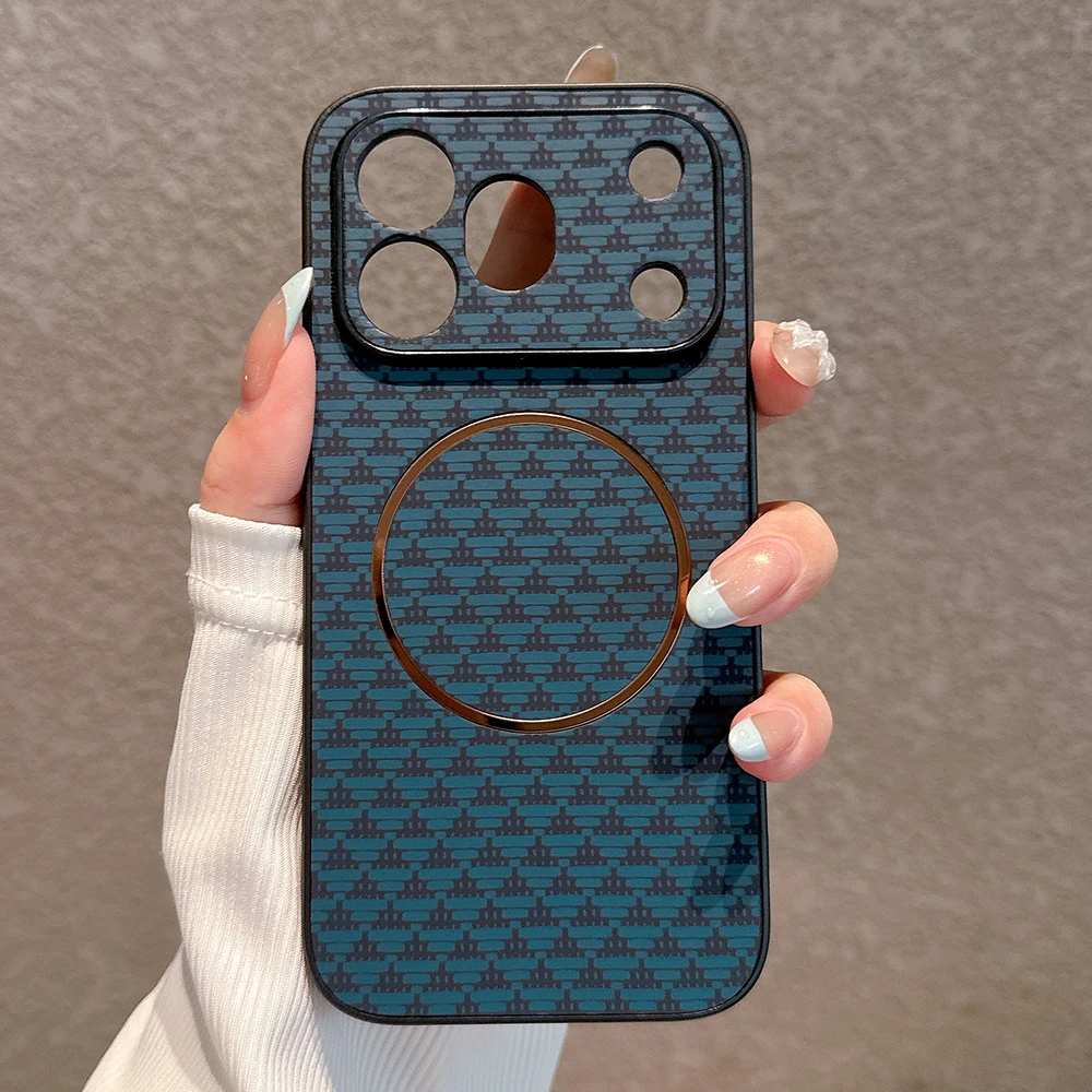 Enhanced Protective Matte Case with Triangle Texture and Magnetic Charging Capability