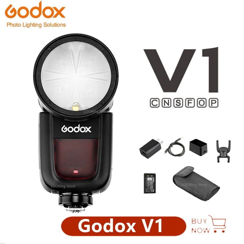 Godox V1 Flash V1C V1N V1S V1F TTL Li-Ion круглая головка фотовспышка 1/8000s HSS Speedlite для Canon Nikon Sony |