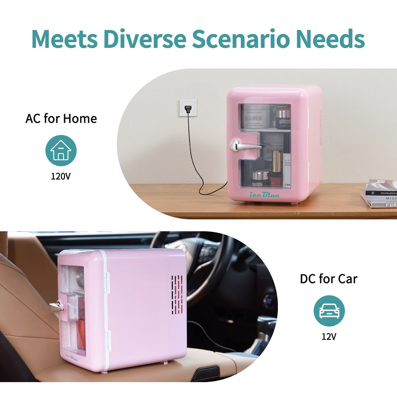 iceBlue 4L/6Can Multifunctional Low Noise Mini Refrigerator Warmer Cooler Makeup Skincare Portable Fridge with Visible Window 6 iceBlue 4L/6Can Multifunctional Low Noise Mini Refrigerator Warmer Cooler Makeup Skincare Portable Fridge with Visible Window 6