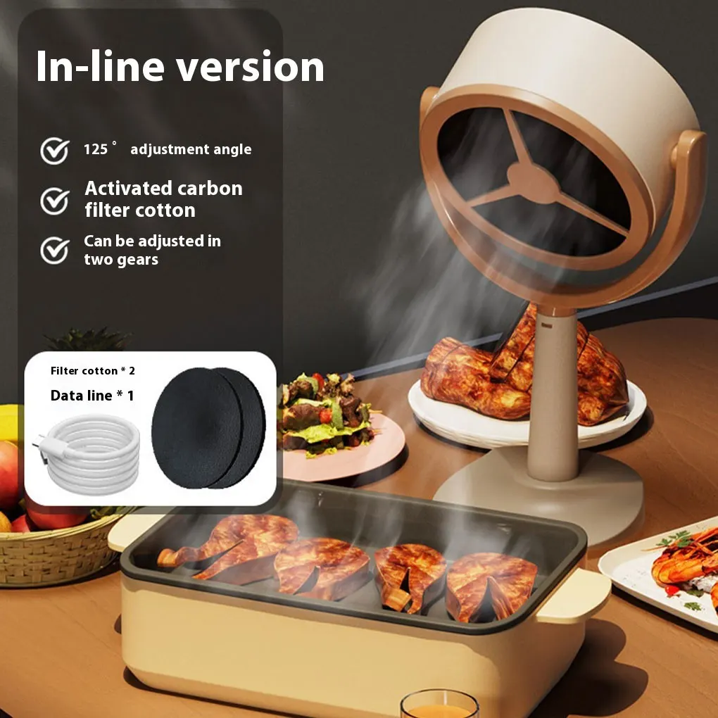 Desktop Range Hood Extractor Exhaust Portable USB Charging Mini Range Hood Adjustable Angle for BBQ Hot Pot Kitchen Appliance