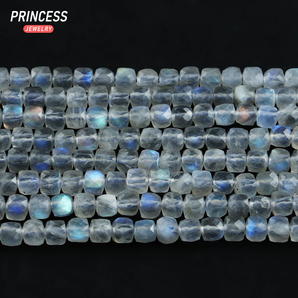 A++ Natural Labradorite Faceted Cube Beads 2 3 4mm Loose Beads for Jewelry Making DIY Bracelets Necklace Needlework 5