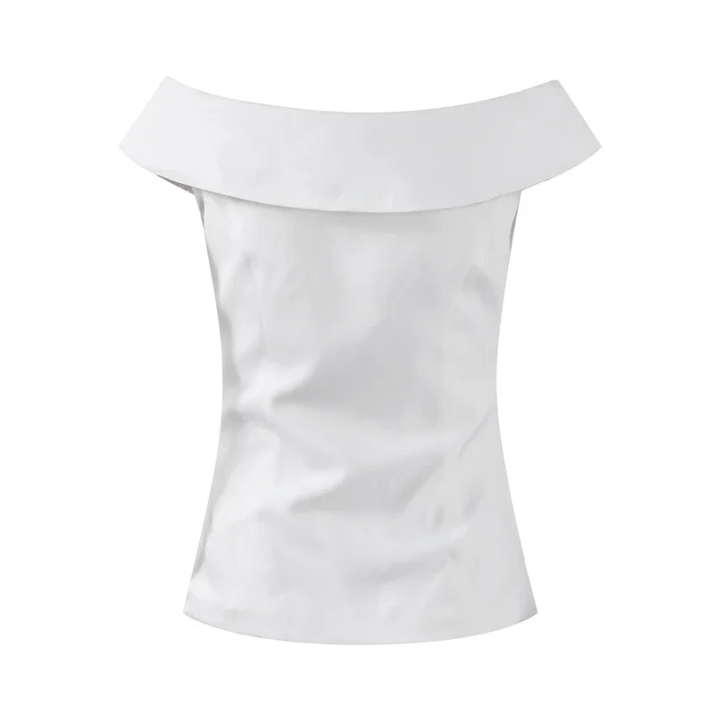 Fashion Off Shoulder Double-breasted Vest Women Sexy Slim Sleeveless Waistcoat Summer New Ladies Fashion Tops Streetwear