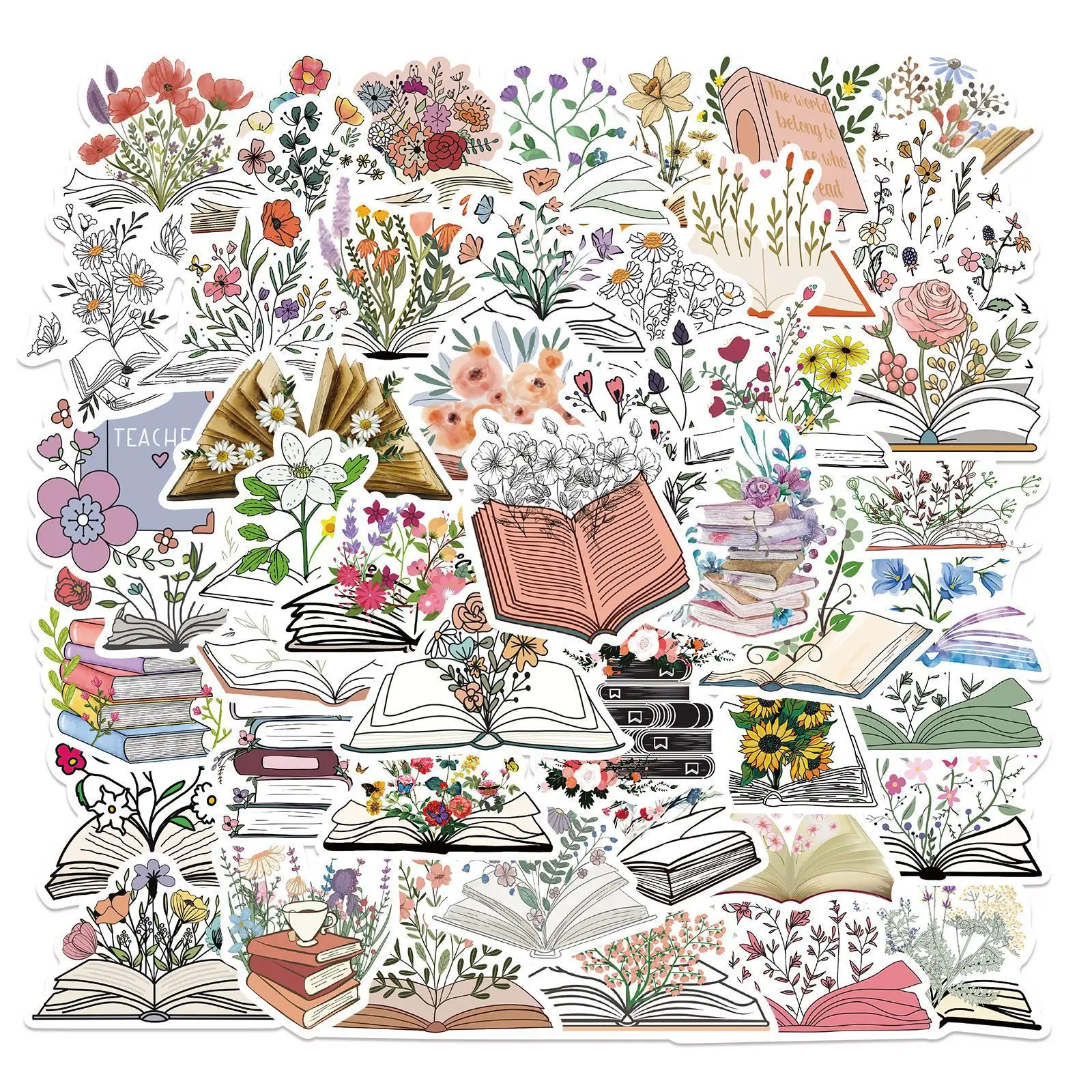 

10/30/50PCS Fun Flowers Books Graffiti Stickers Toys Luggage Laptop Ipad Skateboard Mobile Phone Car Waterproof Sticker Wholesal