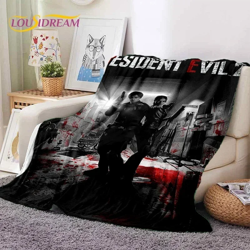 3D Lastest Horro Games R-Resident Evil Soft Flannel Blankets,Throw Blanket Comfortable for Picnic Beds Sofa Home Bedroom Kids 4
