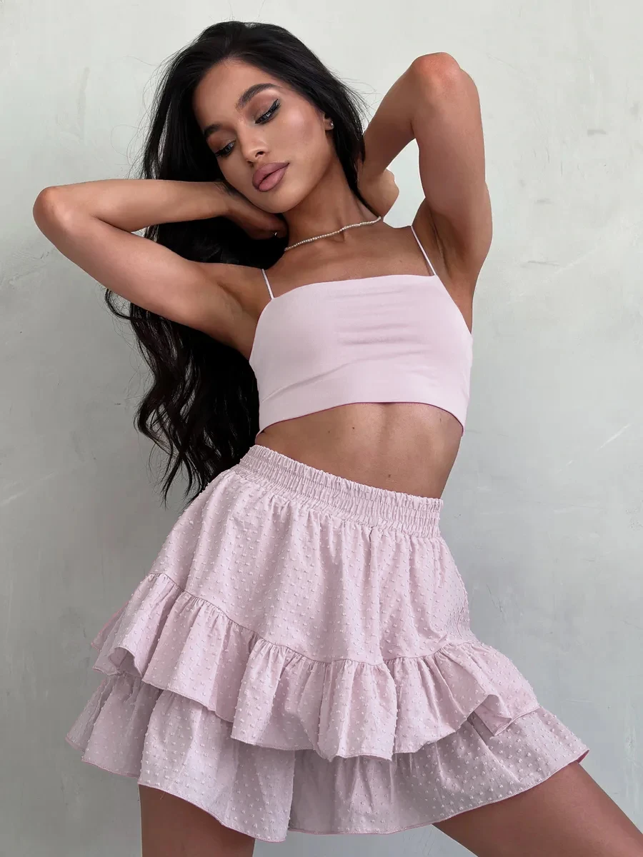 Bornladies Sweet Ruffled Shorts Women's Summer Korean Style Polka Dot With Lining Short Skirt High Waisted 100% Cotton Shorts