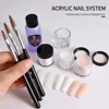 8Pcs/set Professional Acrylic Powder Set 10g*3jar Crystal Powder+40ml Crystal Liquid With3Pcs Nail Brush Acrylic Powder Nail Kit 4