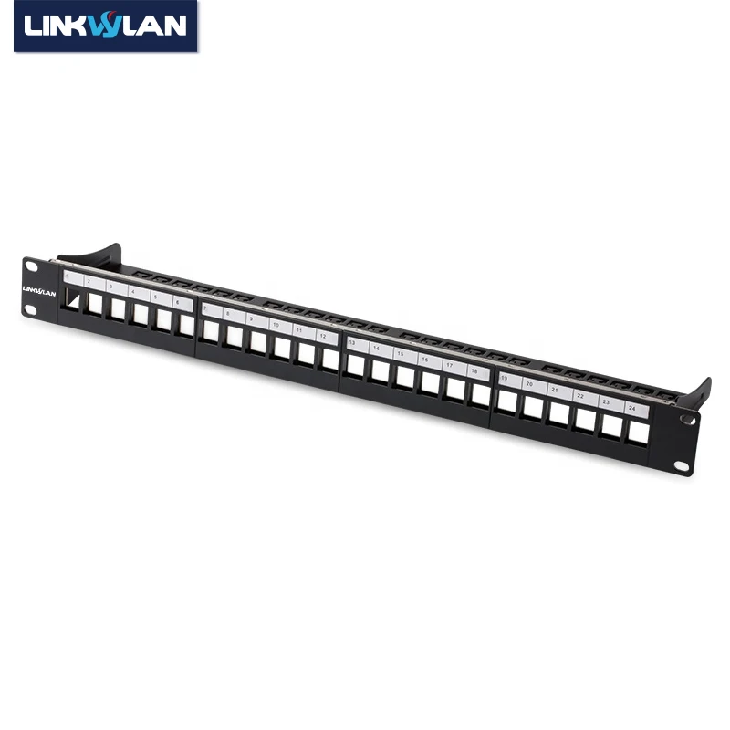 Linkwylan-em Branco Patch Panel Descarregar Vazio 24 p Painel Blindado 19 1u Rack Mount com Etiqueta Campo Cabo Bar Aterramento Fio