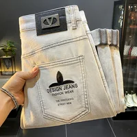 American High-End Stylish Men's Jeans 2025 Spring and Autumn New Trendy Brand Patchwork Embroidered Versatile Casual Pants 2