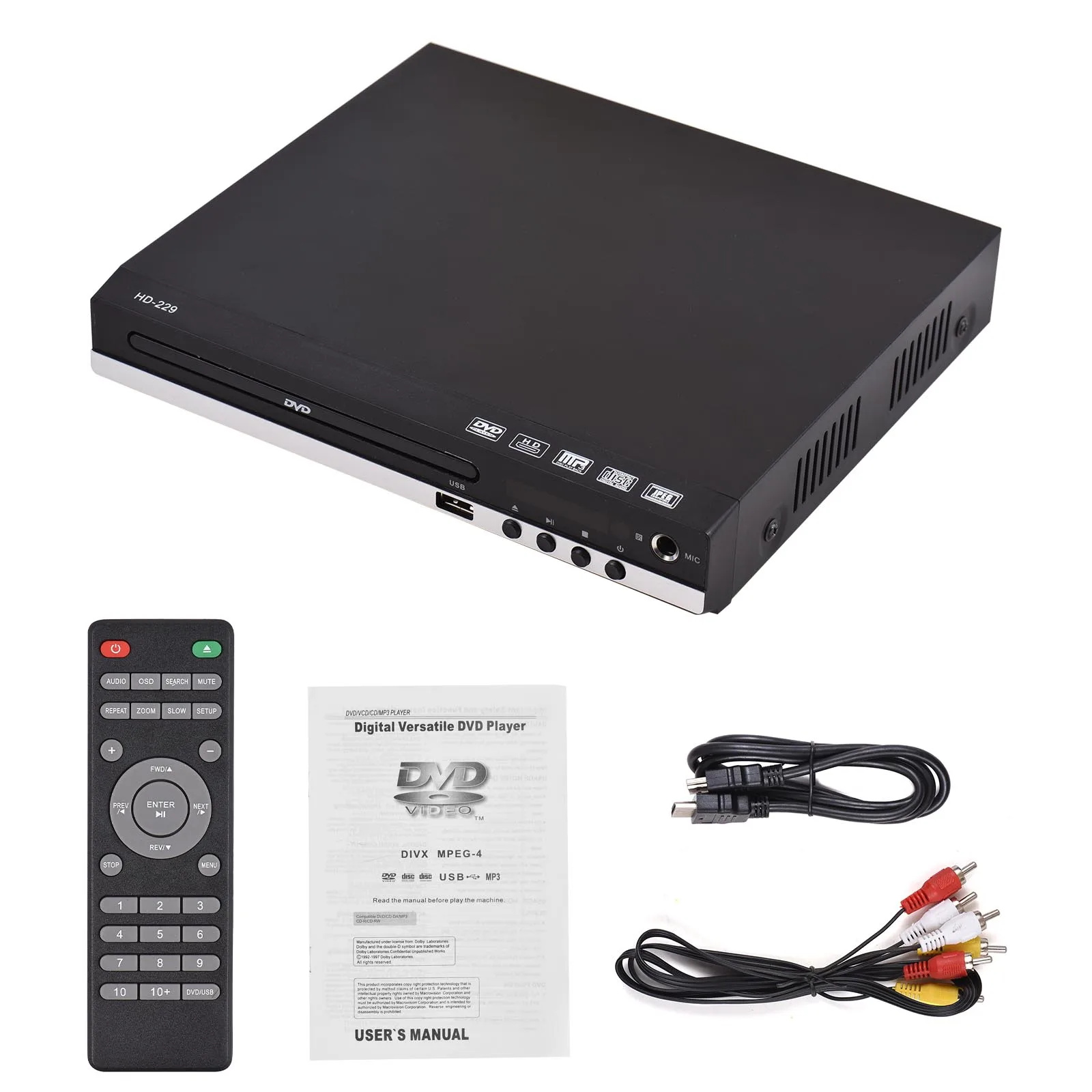 【Clearance】 Media Player Home DVD Player DVD CD Disc Player Digital Multimedia Player U Disk Playback HD AV Output with Remote Control.