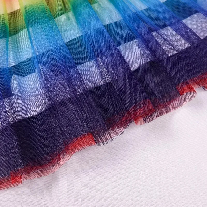 Kids Girls Dress G-Gabby Cats Baby Girls Summer G-Gabby's Dollhouse Dress Rainbow stripe Cosplay Princess Toddler Birthday Party +wig