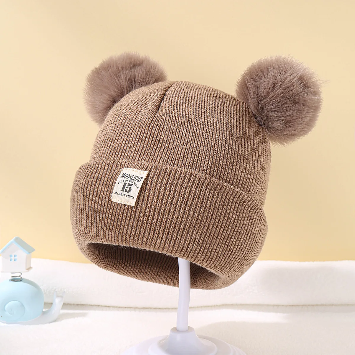 Cozy Kids' Knitted Pom-Pom Beanie