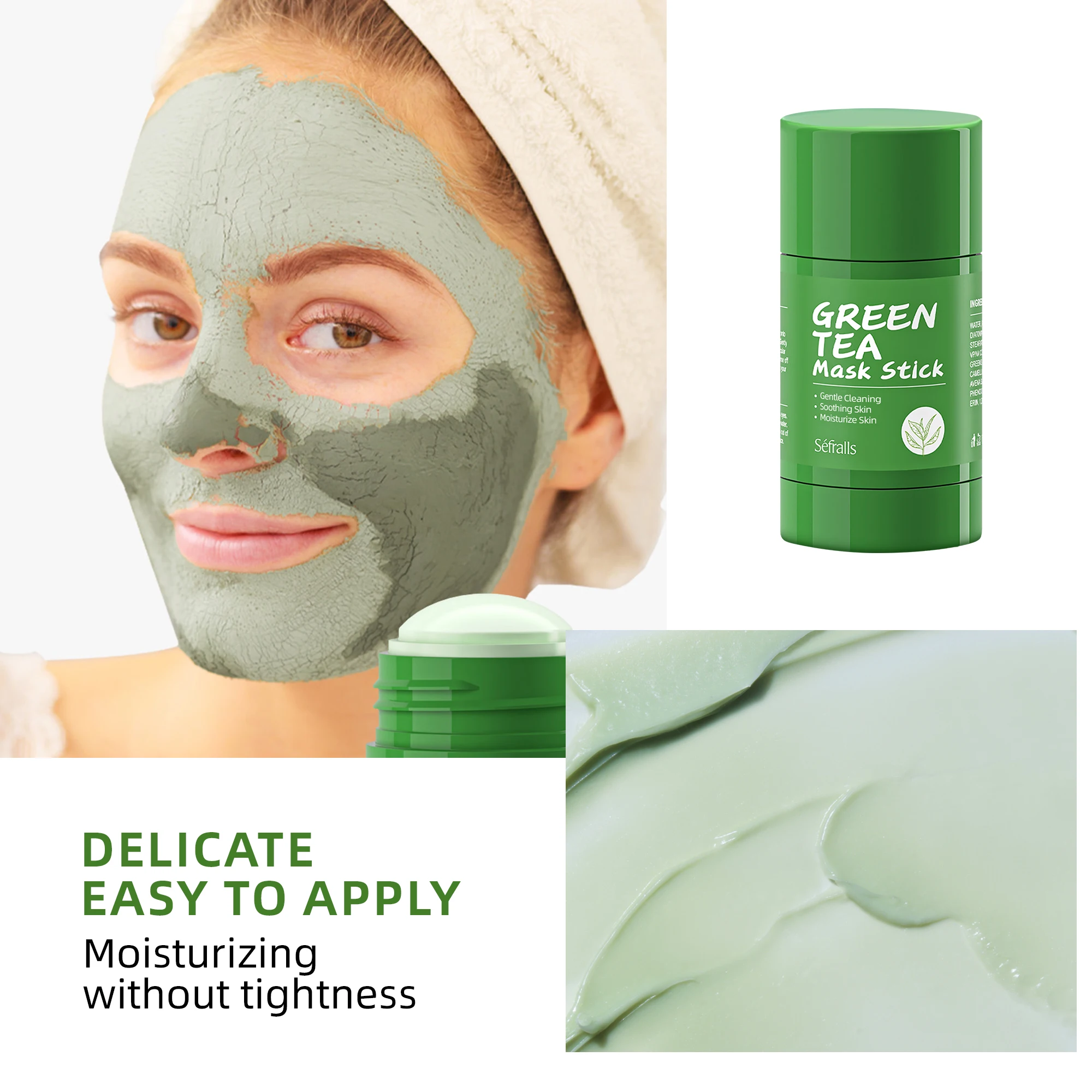 Description Picture 3 of itemSéfralls Solid green tea masks stick, facial cleansing mask, pore-reducing stick, deeply cleans acne, blackhead remover