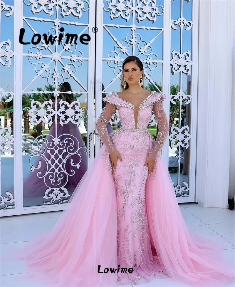 

Роскошное розовое платье для помолвки 2024 Aso Ebi, платье для выпускного вечера с кристаллами, платье для свадебной вечеринки, вечерние платья
