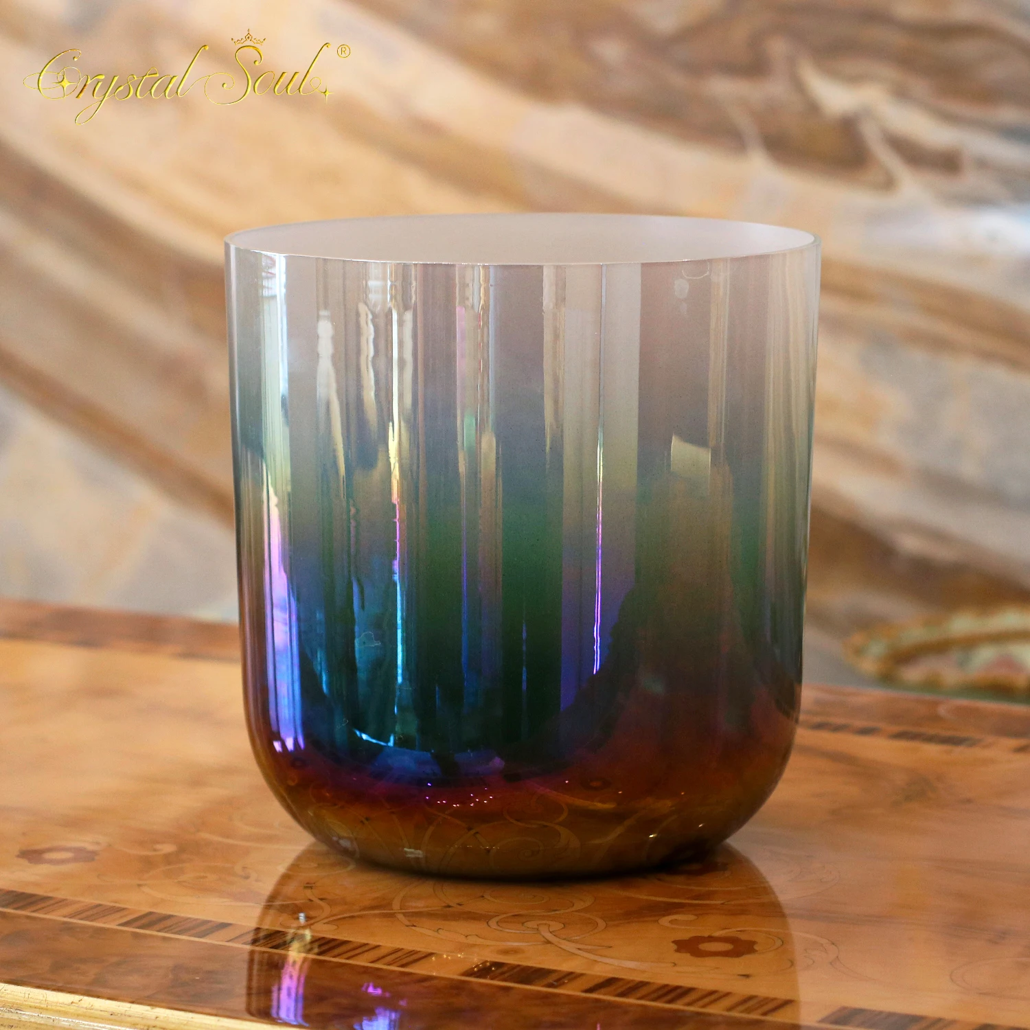 432Hz Special Aurora Gradient Clear Alchemy Crystal Bowl accessories CrystalSoul